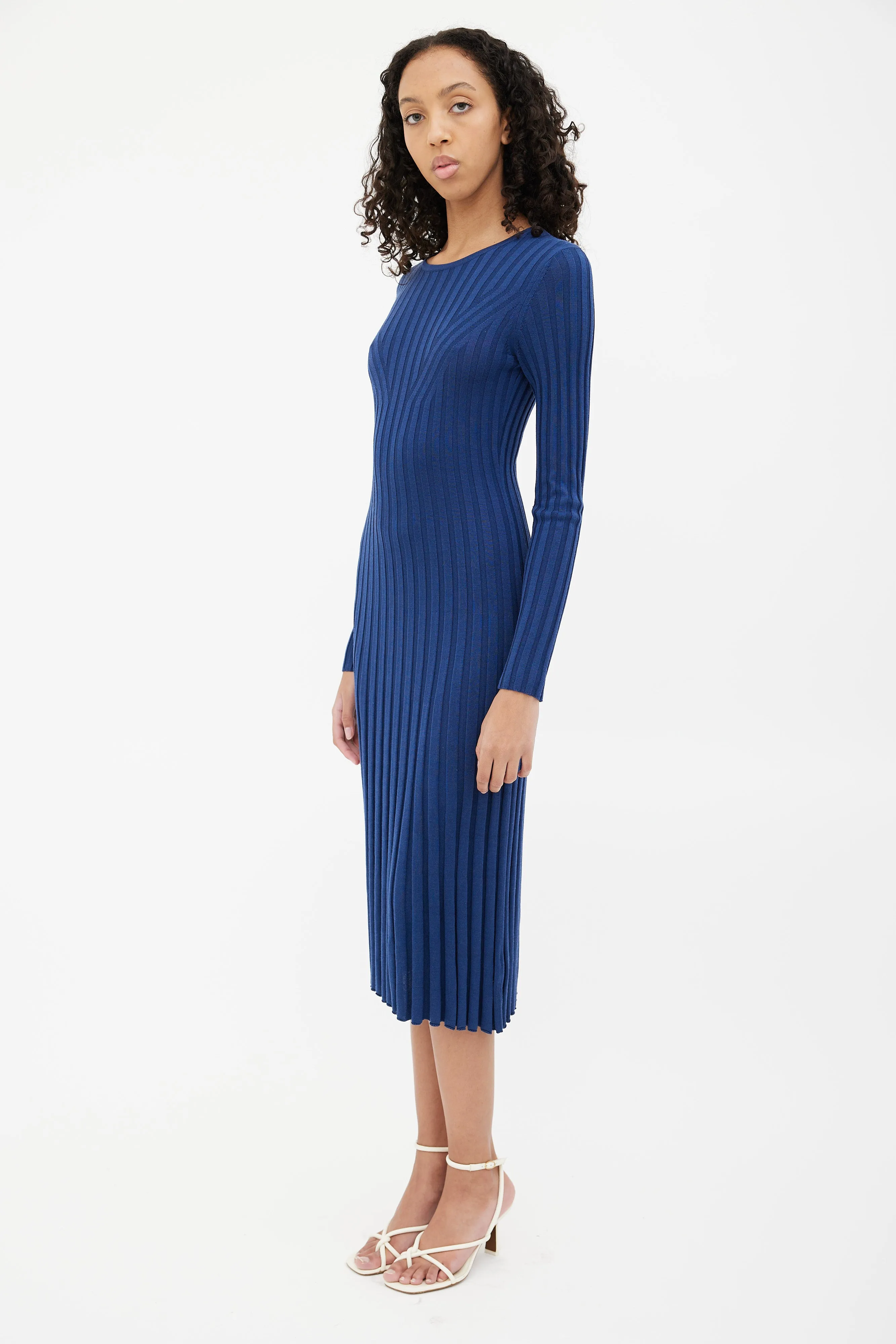 Navy Ribbed Bodycon Maxi Dress