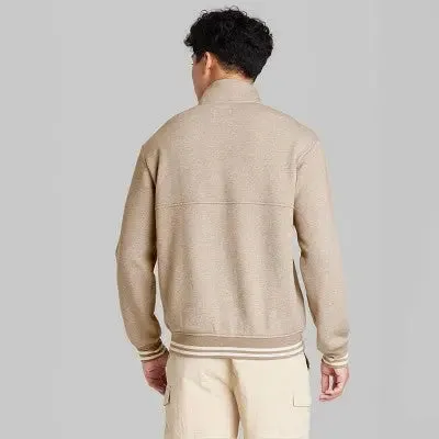 New - Original Use Men's Quarter Length Zipper Fleece Sweatshirts Mock Turtleneck