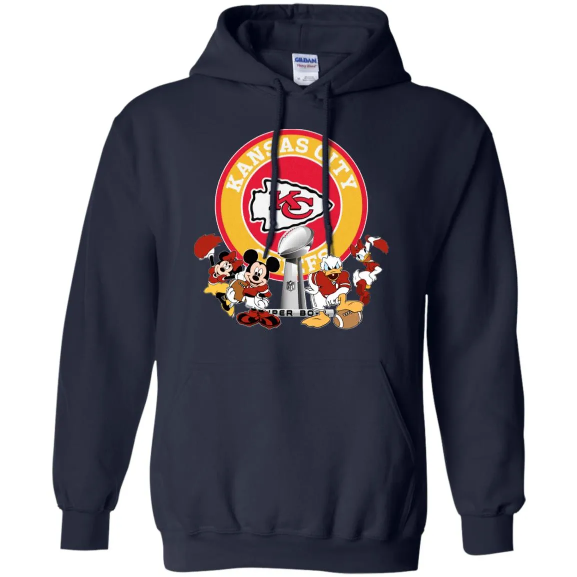 Nfl – Kansas City Chiefs Super Bowl 2019 Mickey Mouse Minnie Mouse Donald Duck Daisy Duck Football Pullover Hoodie Sweatshirt