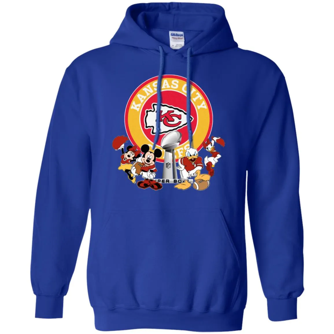 Nfl – Kansas City Chiefs Super Bowl 2019 Mickey Mouse Minnie Mouse Donald Duck Daisy Duck Football Pullover Hoodie Sweatshirt