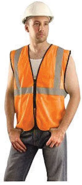 OccuNomix 2X - 3X Hi-Viz Orange Value Polyester Mesh Standard Vest With Zipper Closure And 2" Silver Reflective Tape And 1 Pocket