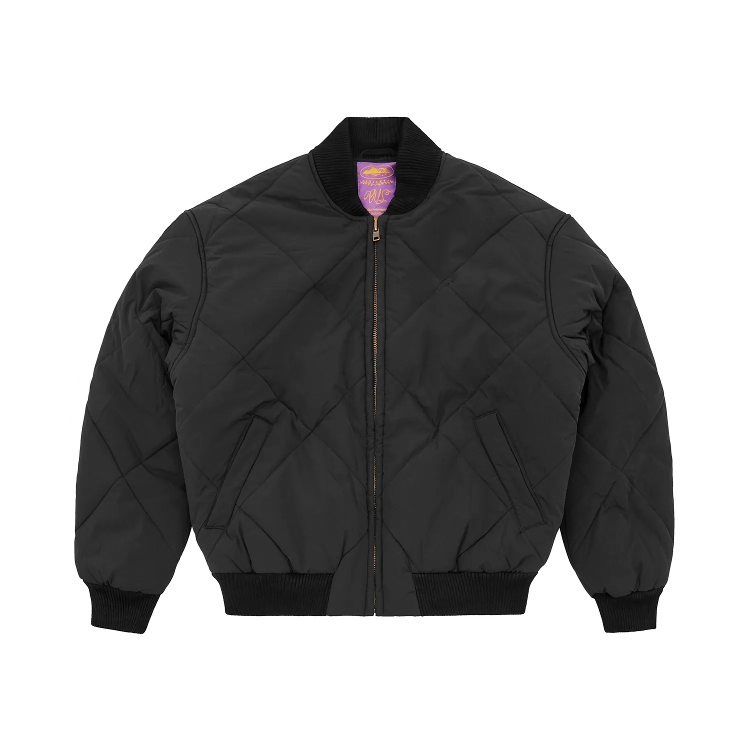 OLDE ENGLISH QUILTED BOMBER JACKET [BLACK]