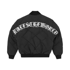 OLDE ENGLISH QUILTED BOMBER JACKET [BLACK]