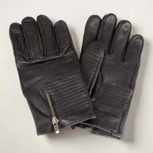 Open Road Men's Leather Motorcycle Gloves with Zipper