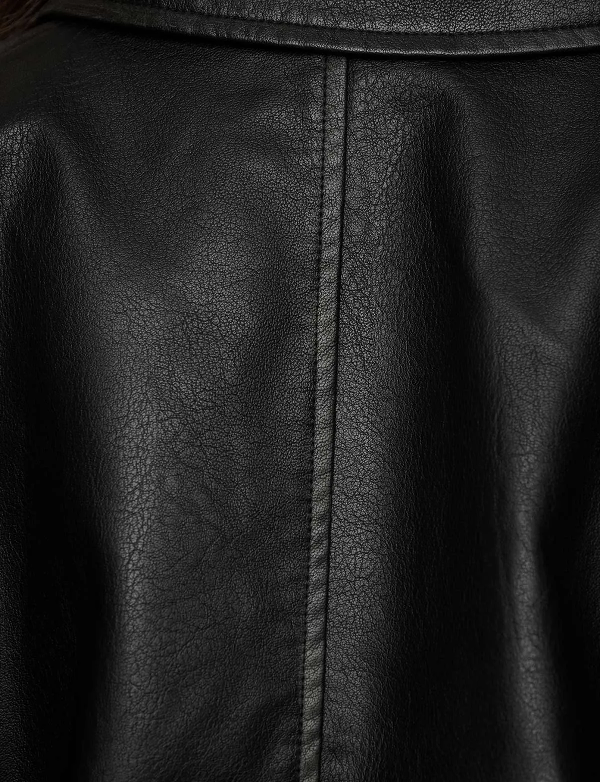 Padded Crop Black Leather Jacket