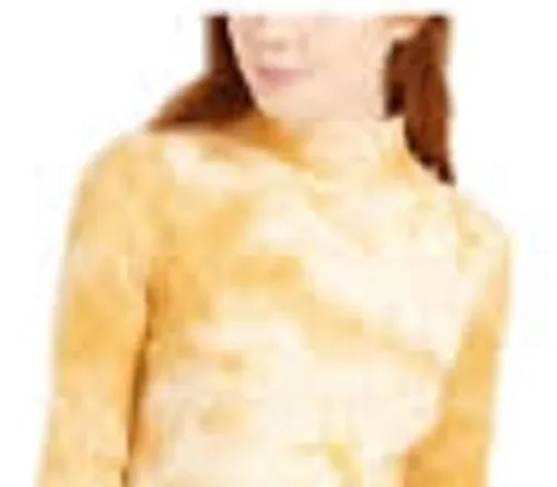 Planet Gold Juniors' Tie-Dye Mock Neck Top Yellow Size Medium