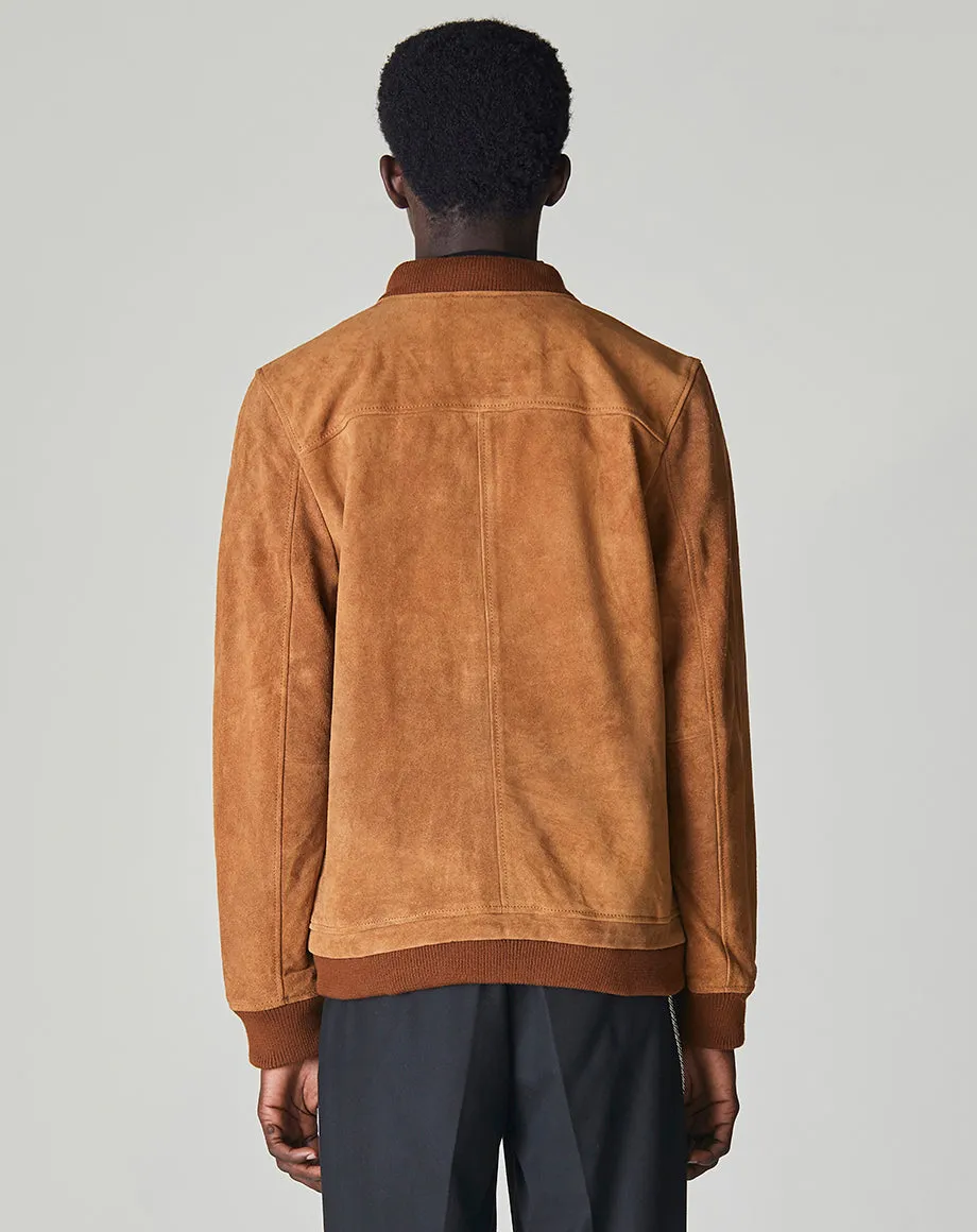 PLATO SUEDE BOMBER MENS JACKET | TAN