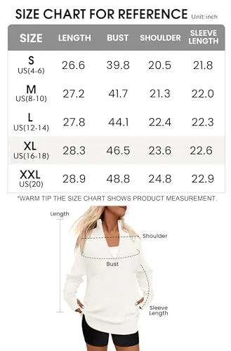 PRETTYGARDEN Womens Long Sleeve Quarter Zip Pullover Sweater Casual Loose V Neck Collared Ribbed Knit Jumper Tops Thumb Hole(Beige White,X-Large)