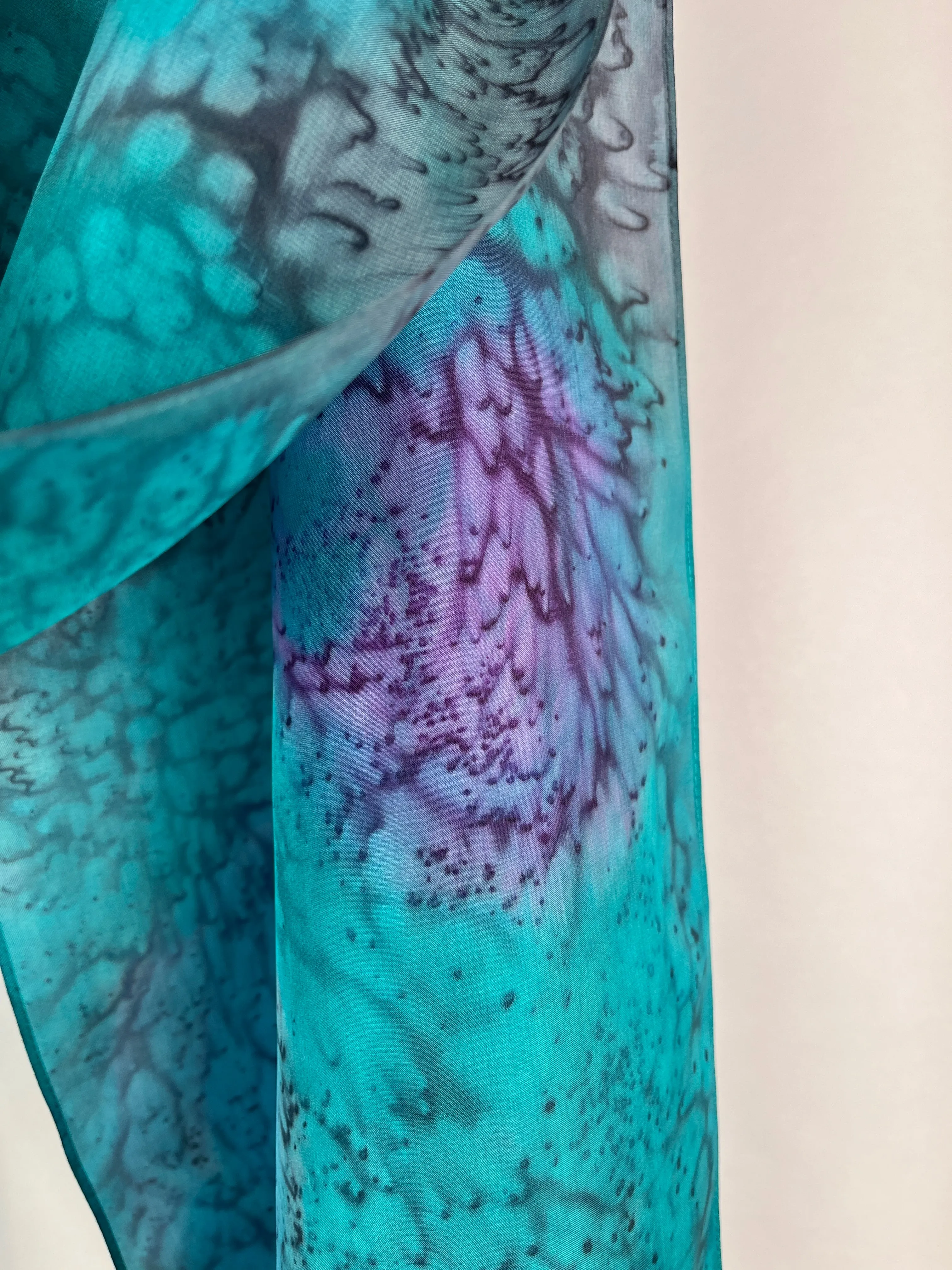 “Purple and Blue Mermaid” - Hand-dyed Silk Scarf - $125