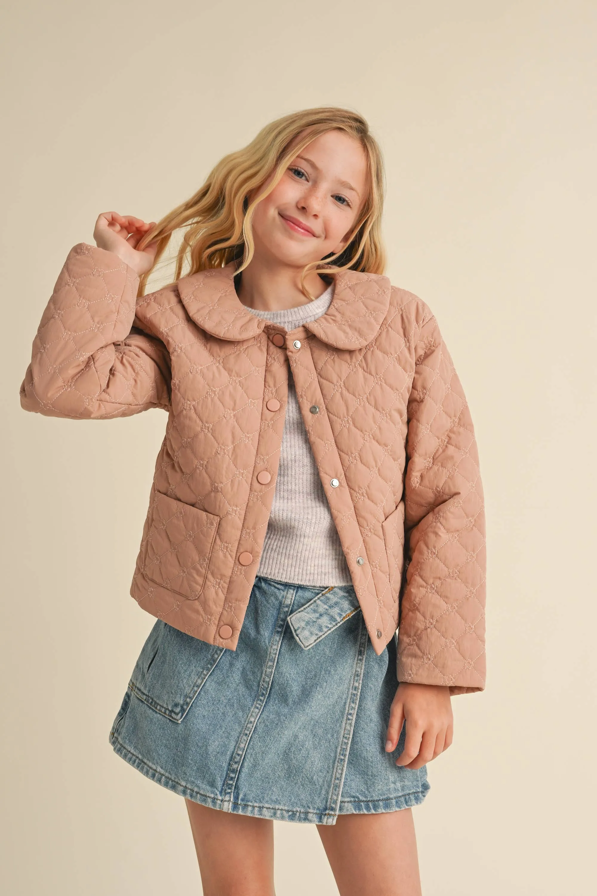 Quilted Puff Jacket- Dusty Rose