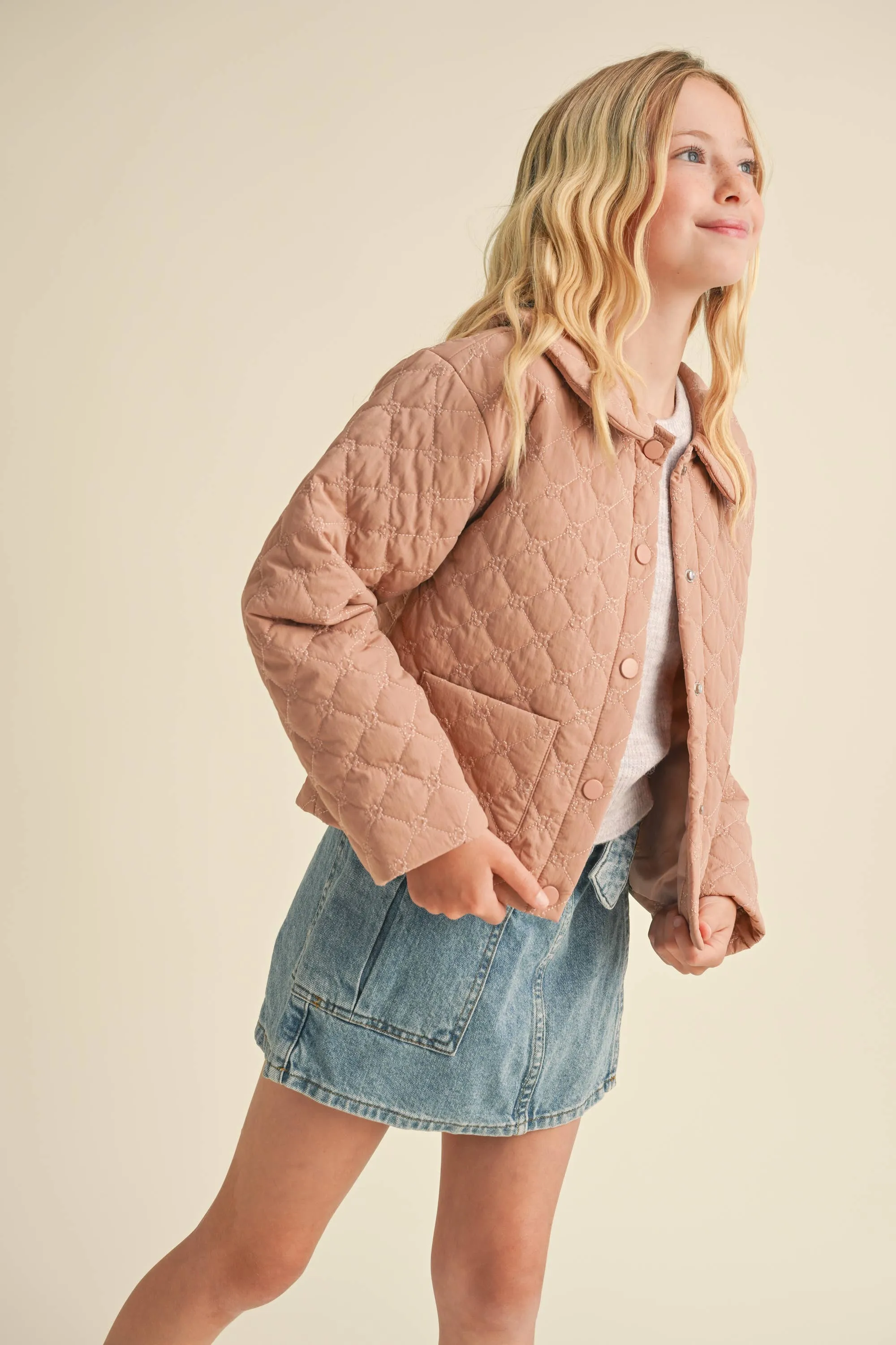 Quilted Puff Jacket- Dusty Rose