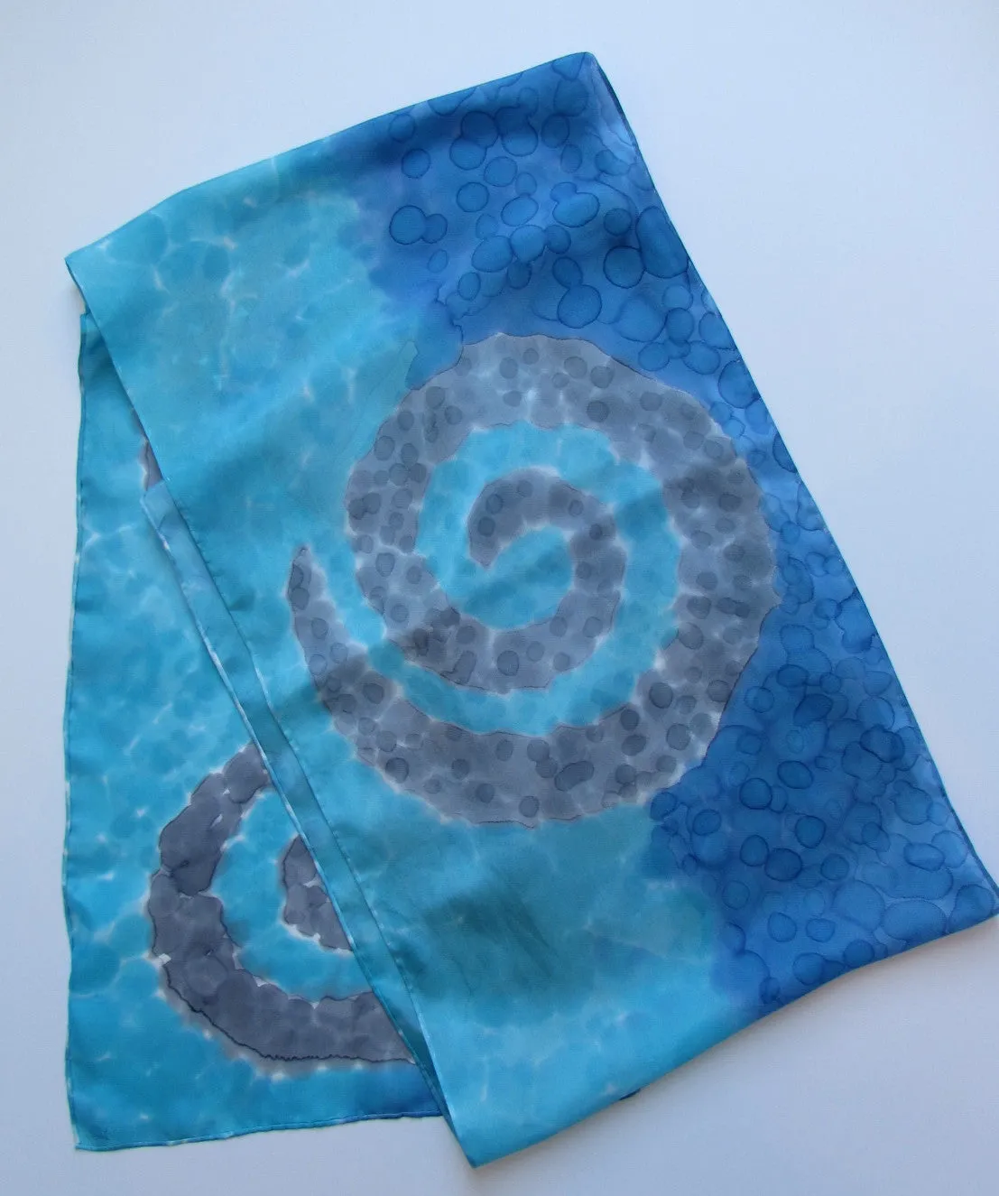 "Coastal Fog" - Hand-dyed Silk Scarf - $135