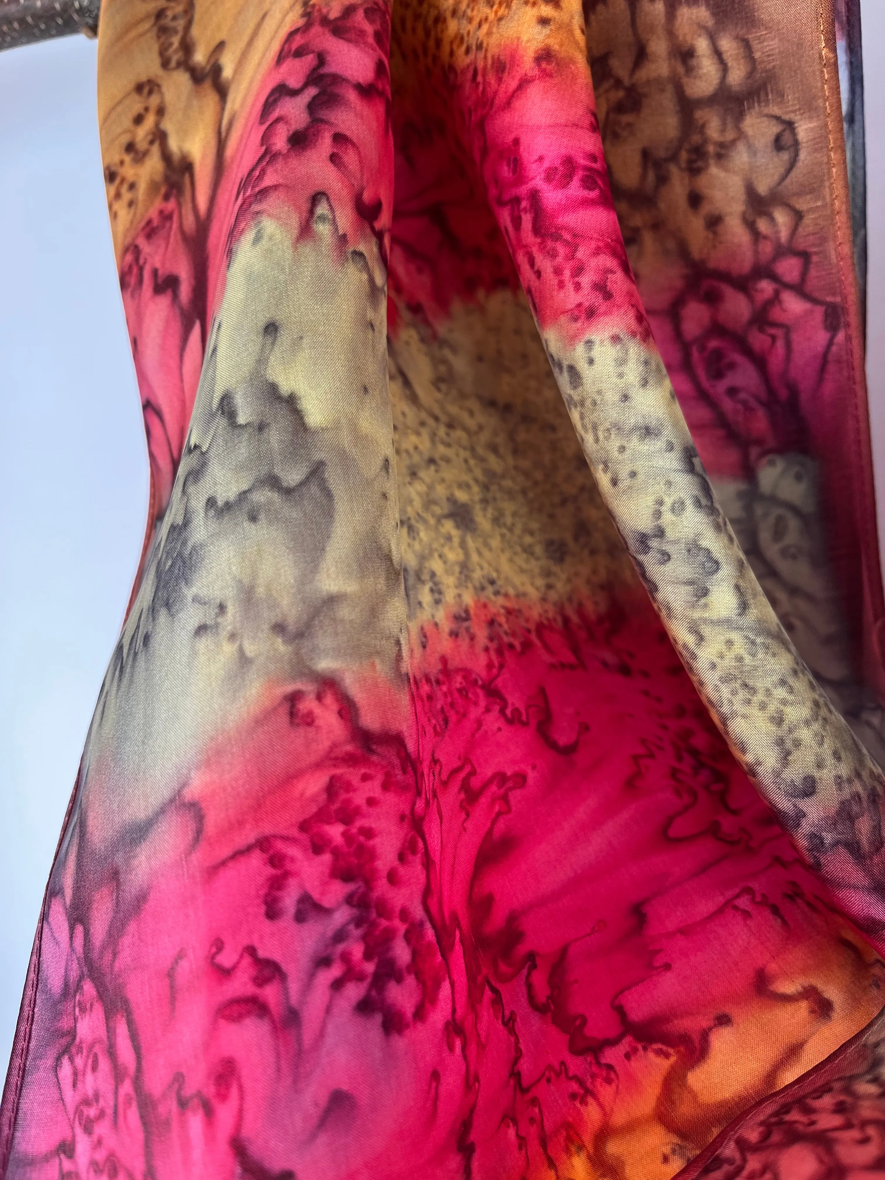 "Mermaid - Summer Garden” - Hand-dyed Silk Scarf - $125