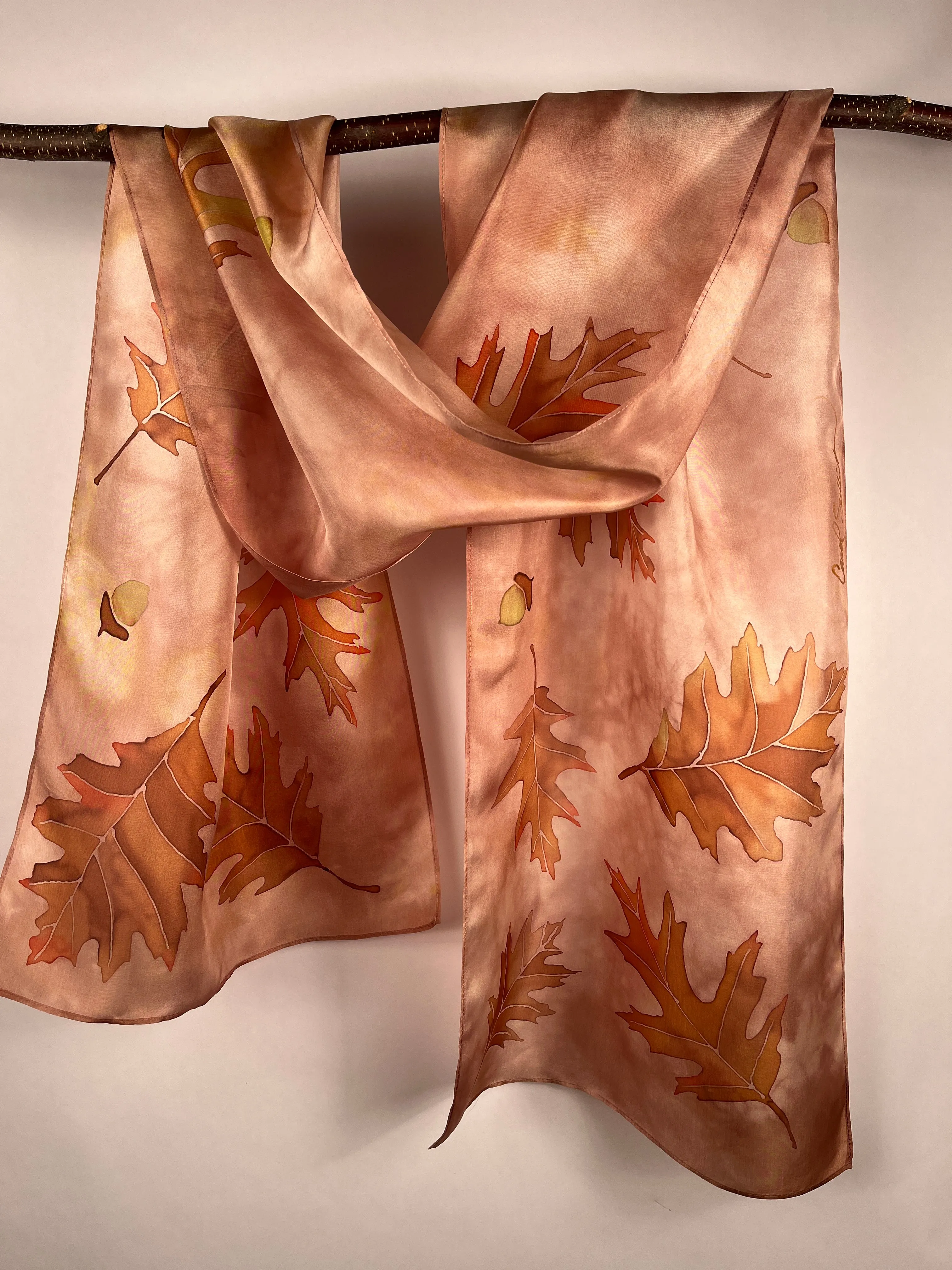 "Mighty Oak" - Hand Dyed Silk Scarf -$130