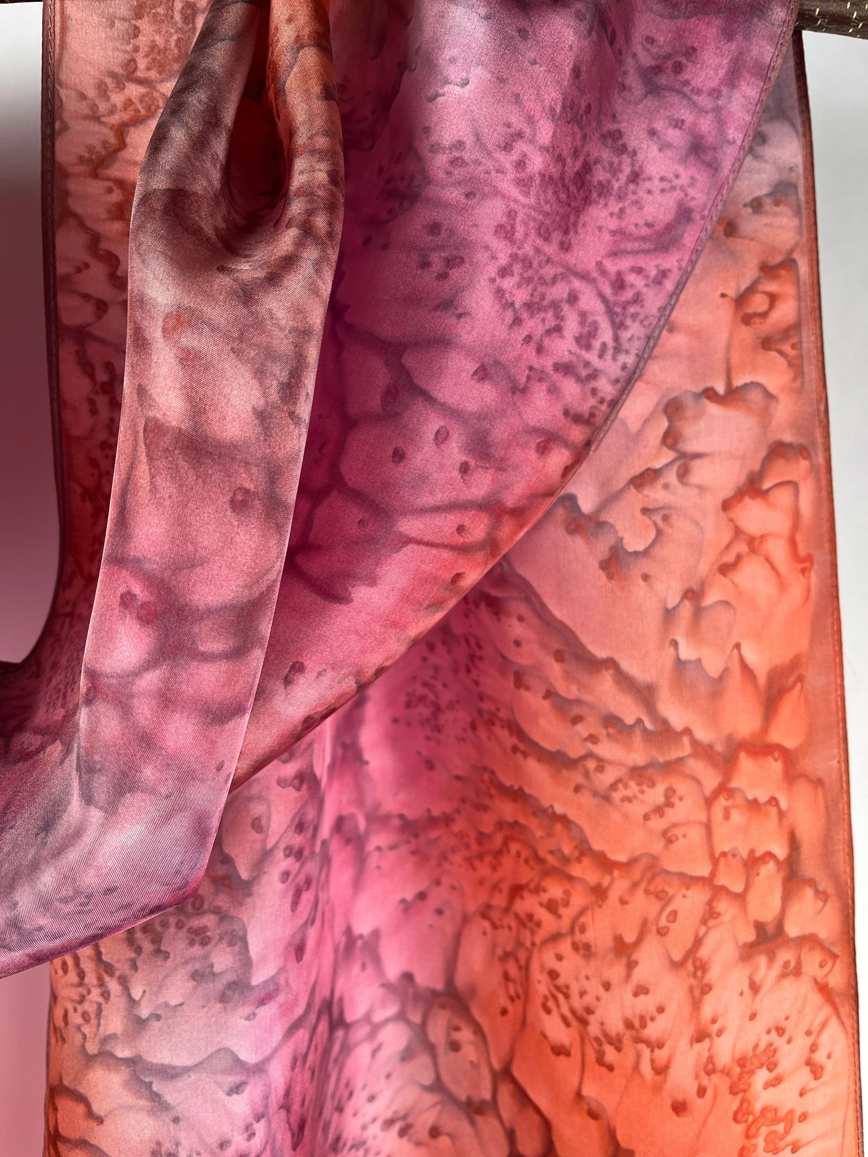 "Sunset Mermaid" - Hand-dyed Silk Scarf - $125