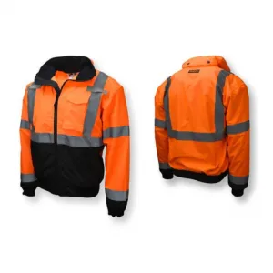 Radians SJ110B-3ZOS Class 3 Two-in-One High Visibility Bomber Safety Jacket, Hi-Vis Orange/Black, 1 Each