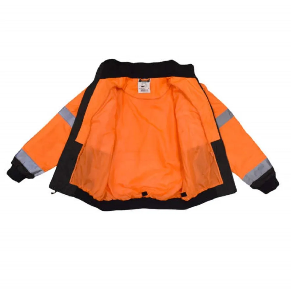 Radians SJ110B-3ZOS Class 3 Two-in-One High Visibility Bomber Safety Jacket, Hi-Vis Orange/Black, 1 Each