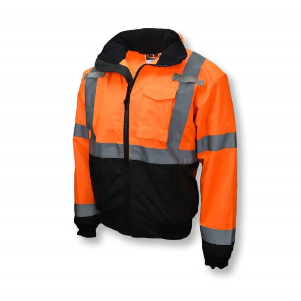 Radians SJ110B-3ZOS Class 3 Two-in-One High Visibility Bomber Safety Jacket, Hi-Vis Orange/Black, 1 Each