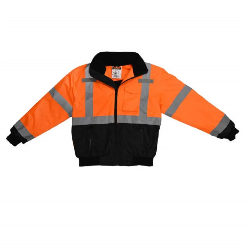 Radians SJ110B-3ZOS Class 3 Two-in-One High Visibility Bomber Safety Jacket, Hi-Vis Orange/Black, 1 Each