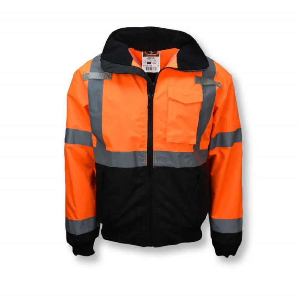 Radians SJ110B-3ZOS Class 3 Two-in-One High Visibility Bomber Safety Jacket, Hi-Vis Orange/Black, 1 Each