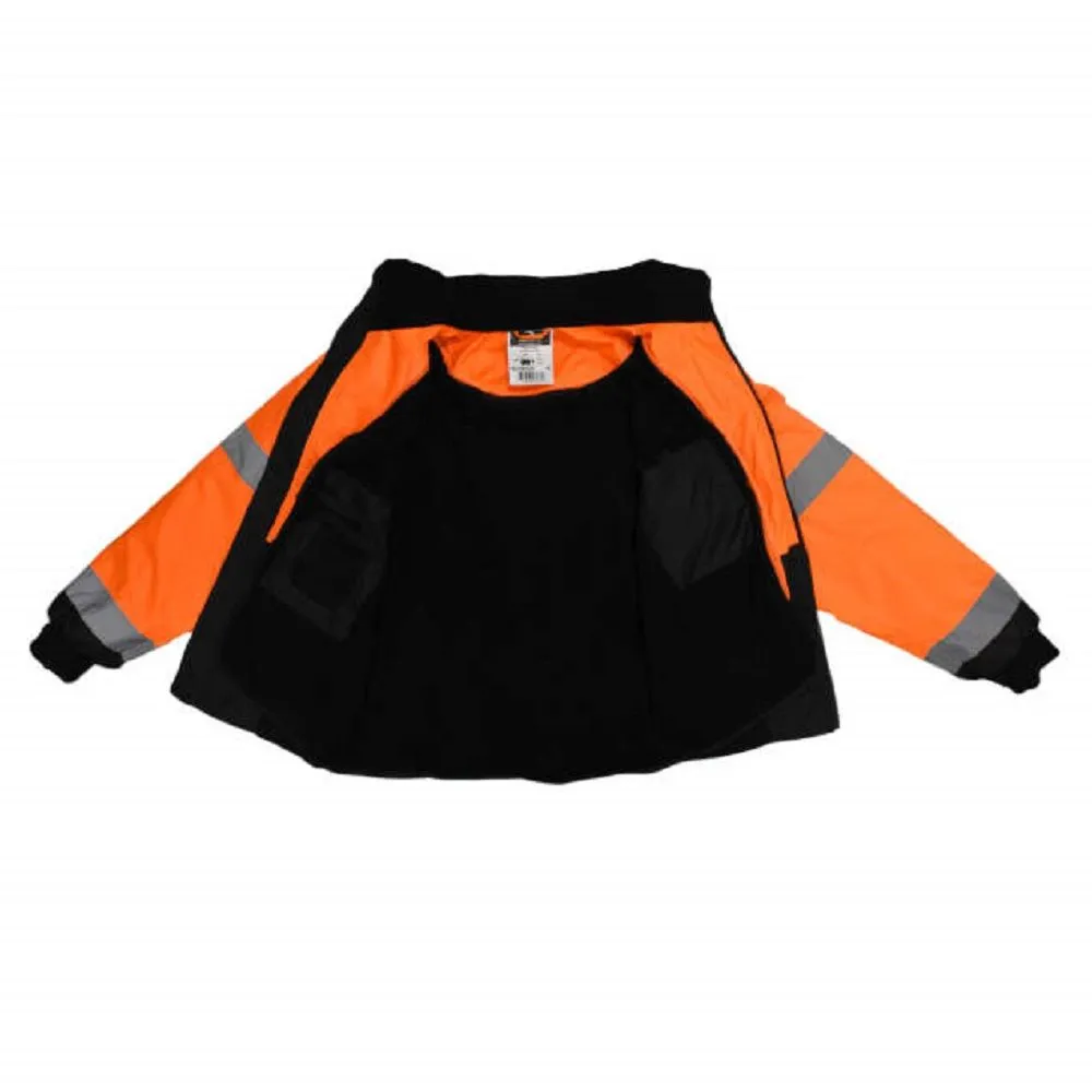 Radians SJ110B-3ZOS Class 3 Two-in-One High Visibility Bomber Safety Jacket, Hi-Vis Orange/Black, 1 Each