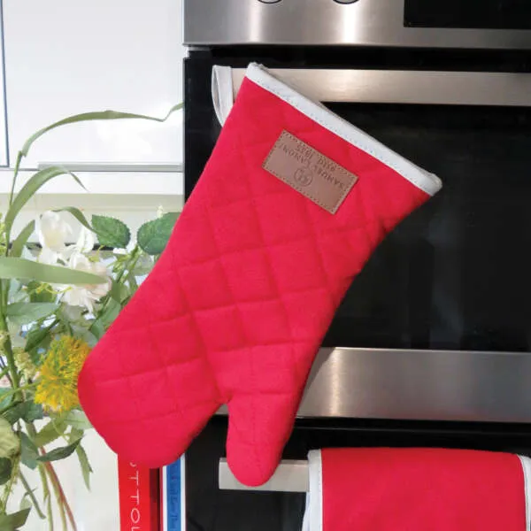 Red Cotton Canvas Oven Gauntlet