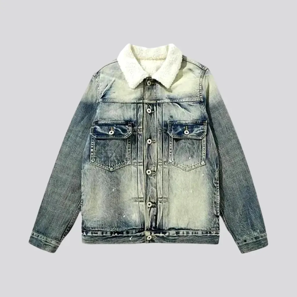 Regular fit retro men's denim jacket