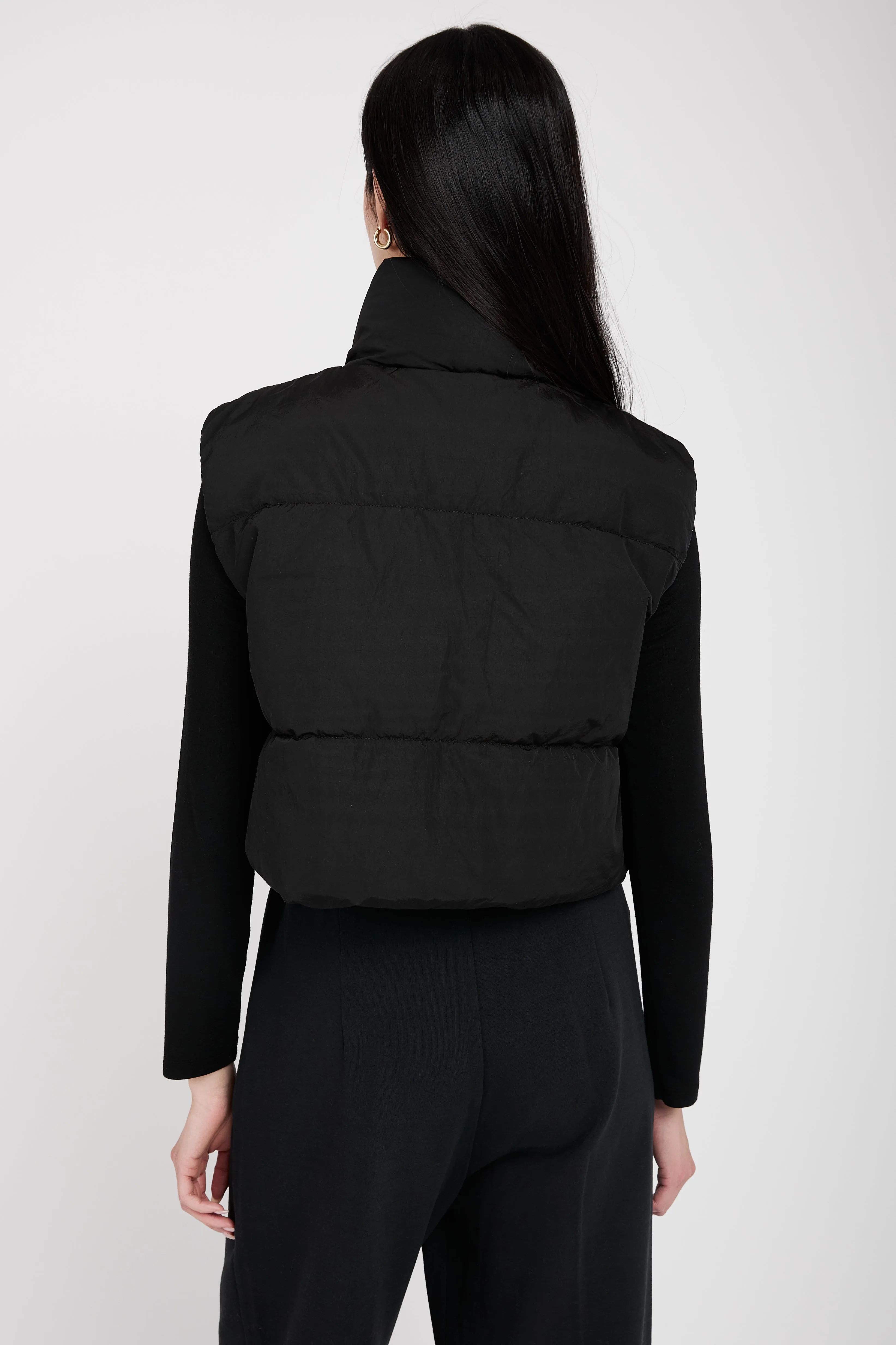 Reversible Padded Silk Vest in Black