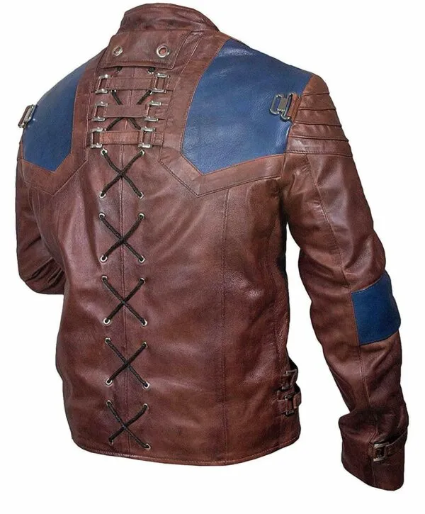 RW Authentic Sheepskin KRYPTON STYLE BROWN BACK LACE DESIGN JACKET