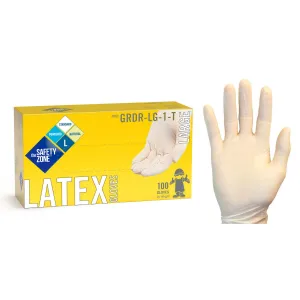 Safety Zone® White Disposable 5.0 Mil Powdered Latex Gloves (S - XL Sizes Available) - Case of 1000