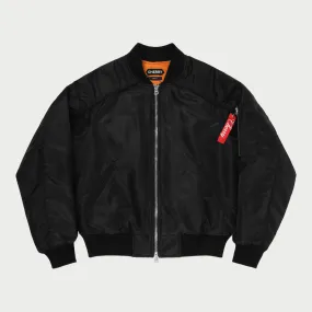 Satin Bomber Jacket (Black)