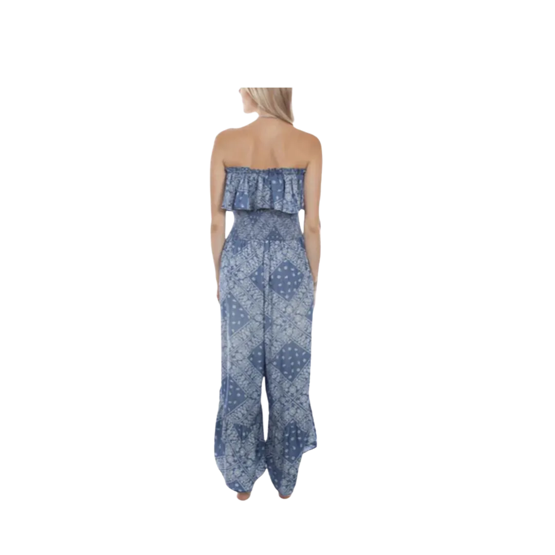 Scully Women's Bandana Paisley Printed Light Blue Jumpsuit