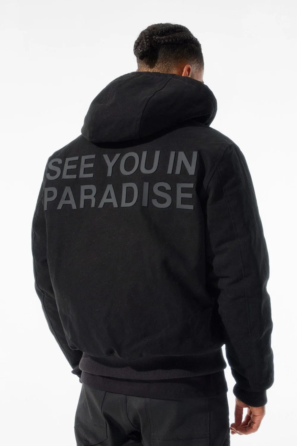 See You In Paradise Hooded Work Jacket (Black)