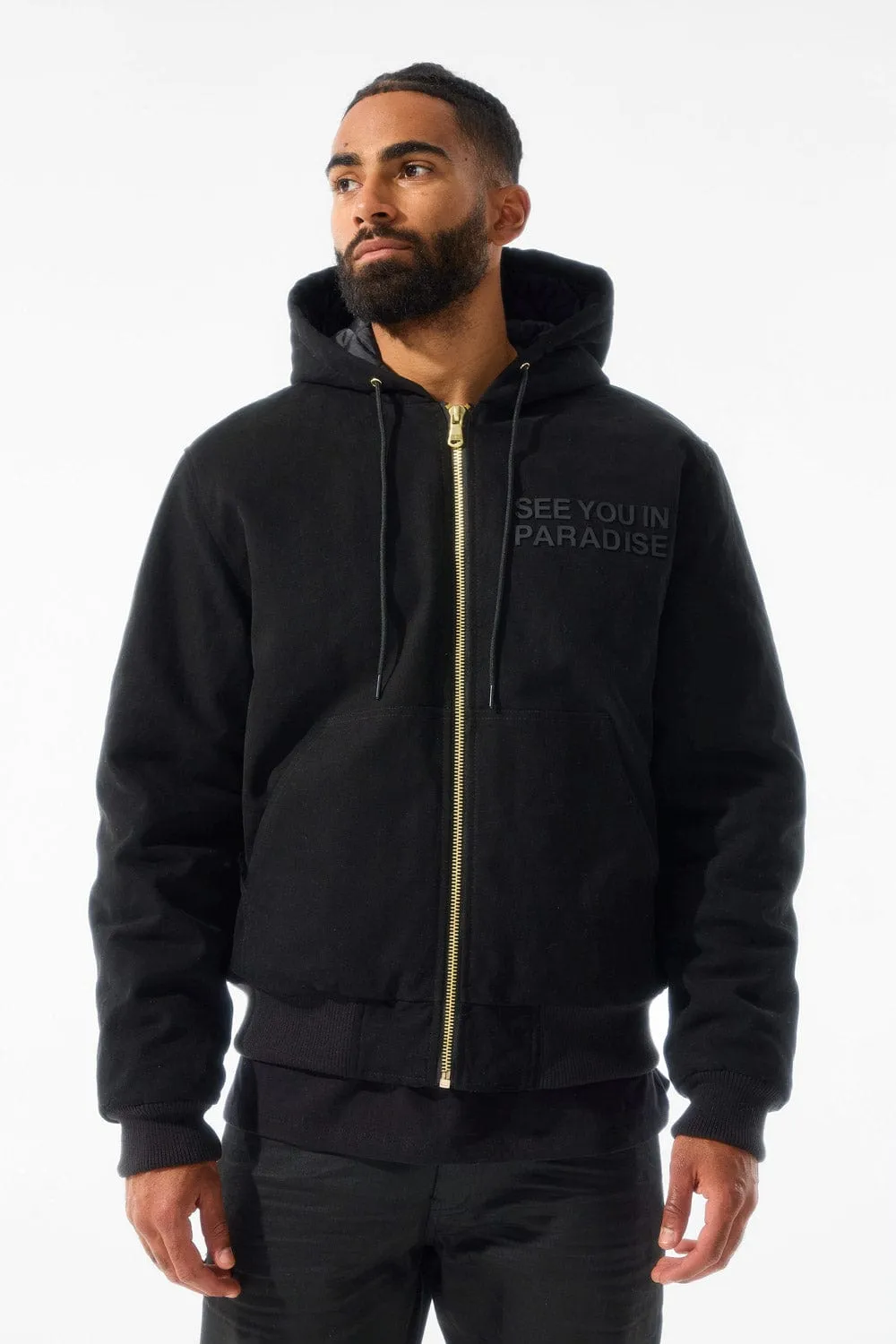 See You In Paradise Hooded Work Jacket (Black)