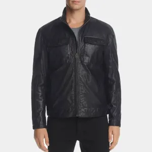 Shop Best Premium Quality Cole Haan Men's Leather Bomber Jacket For Sale