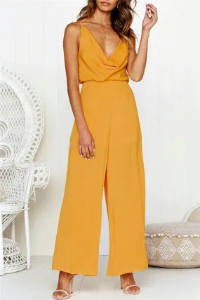 Sleeveless V Neck Slim Jumpsuit