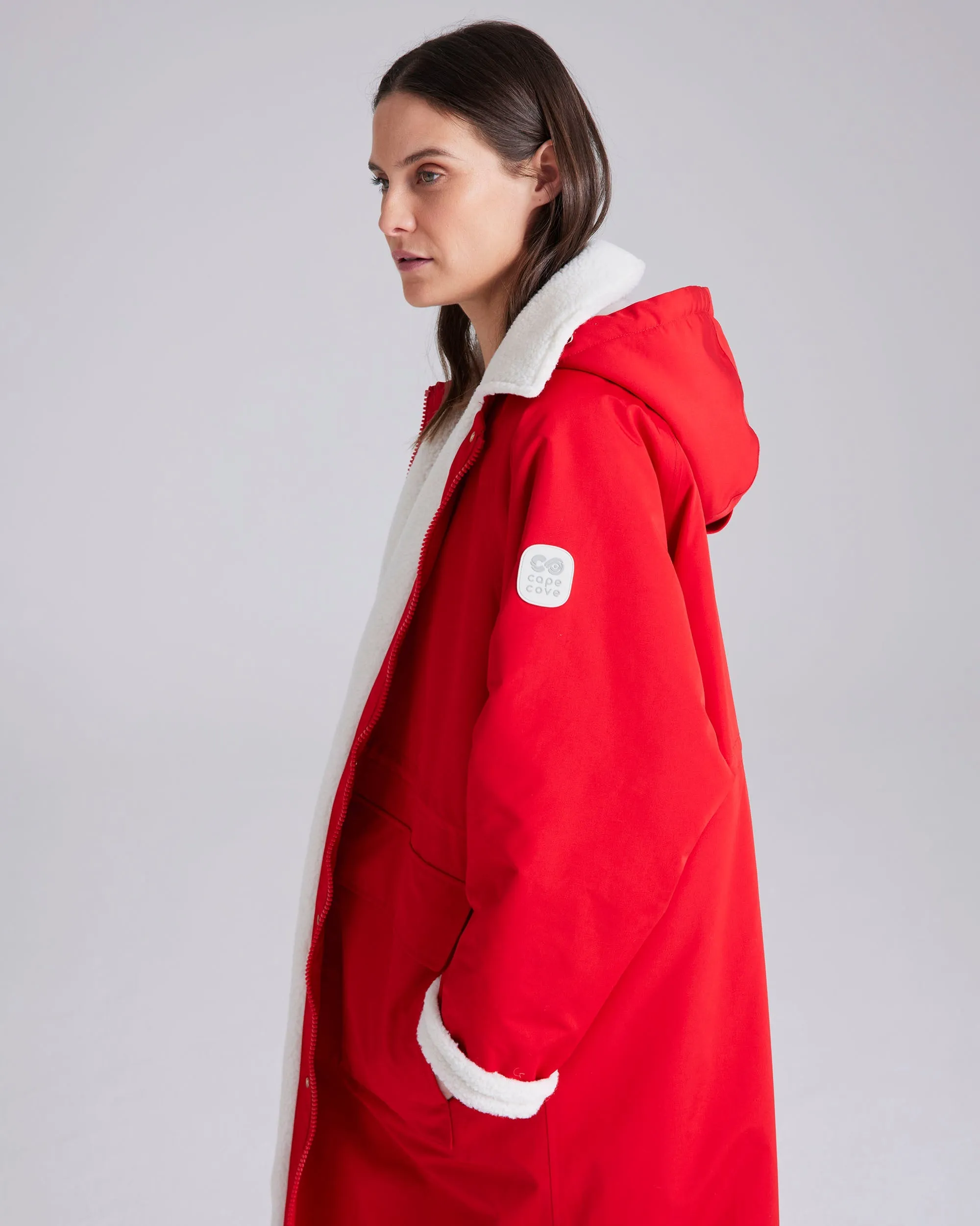 Snuggler Red Waterproof Changing Robe by Cape Cove