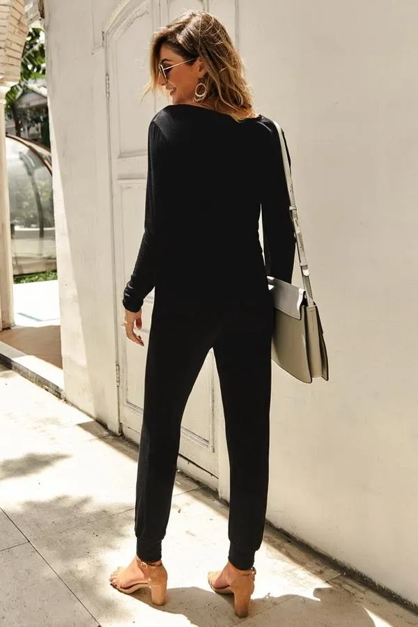 Solid Color High-waisted Jumpsuit