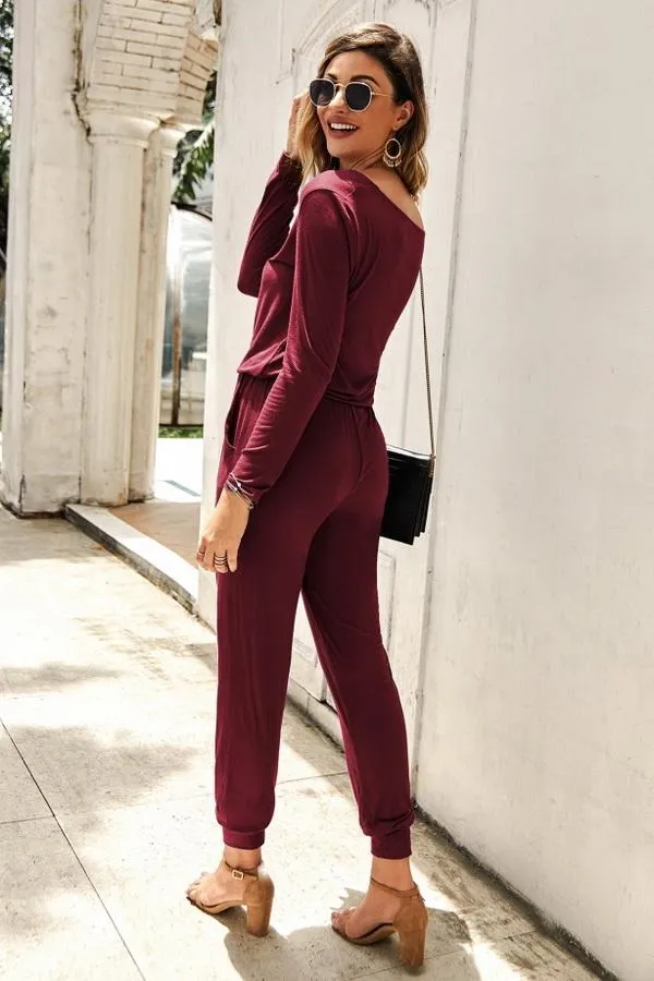 Solid Color High-waisted Jumpsuit