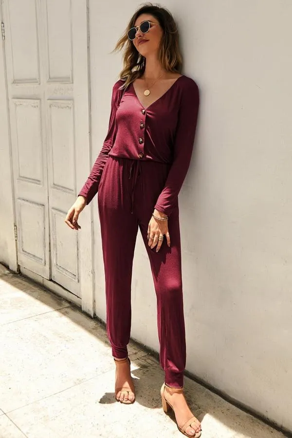 Solid Color High-waisted Jumpsuit