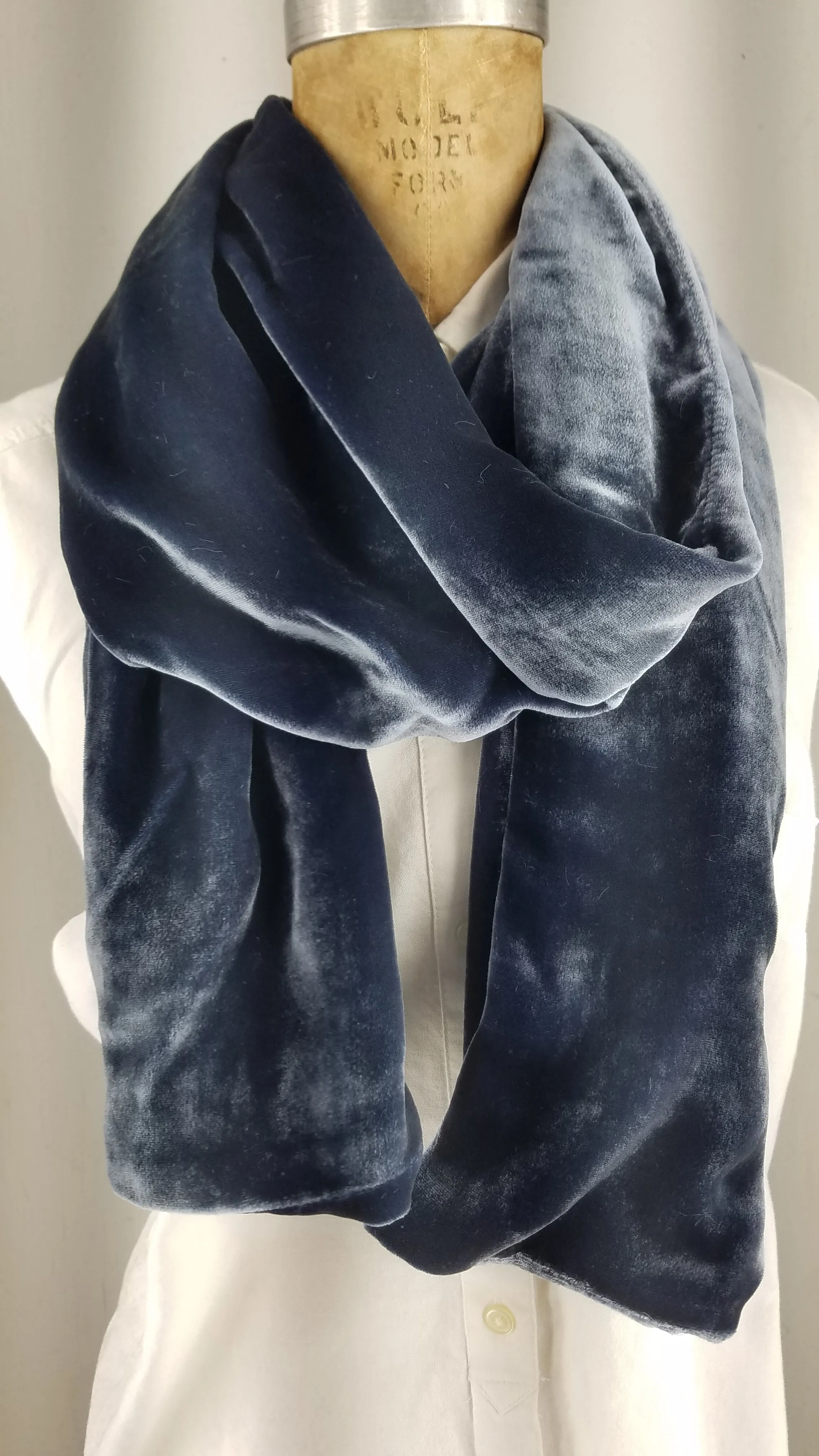 Solid light blue silk velvet