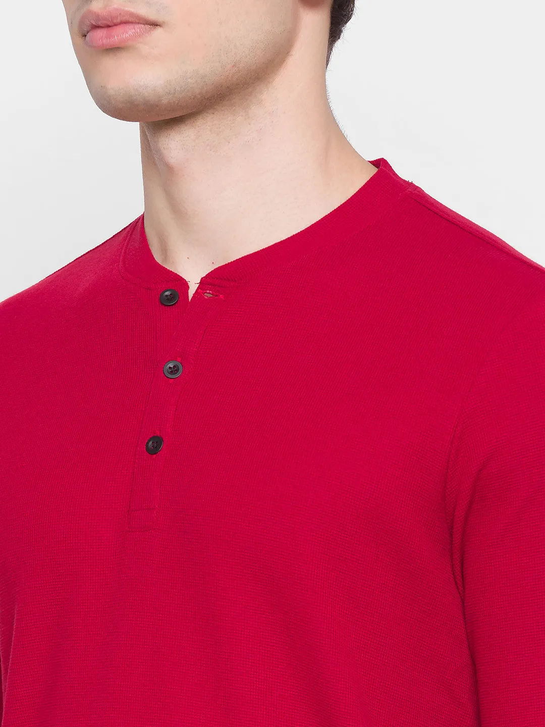 Spykar Men Red Cotton Slim Fit M and arin T-Shirt