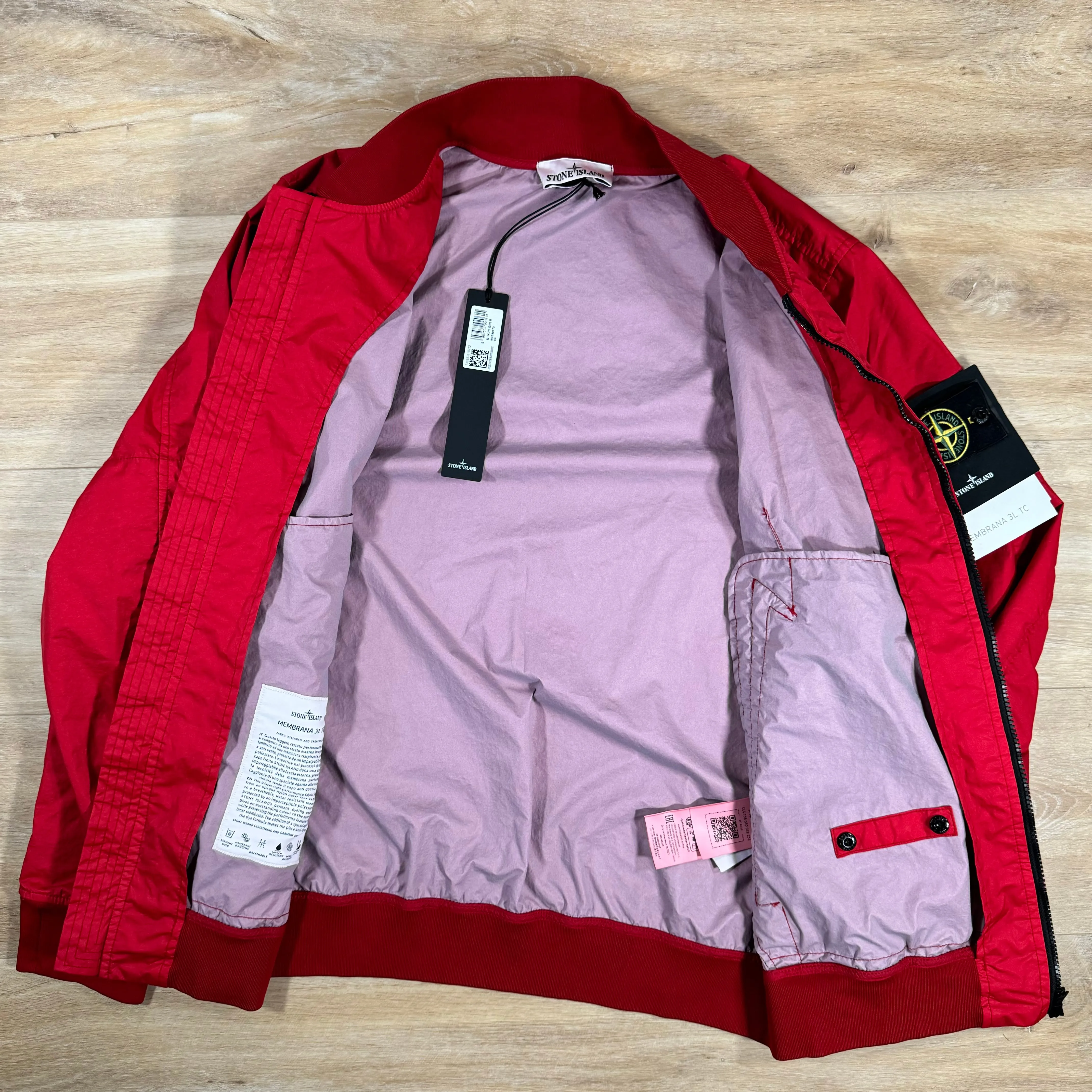 Stone Island Membrana 3L TC Bomber Jacket in Red