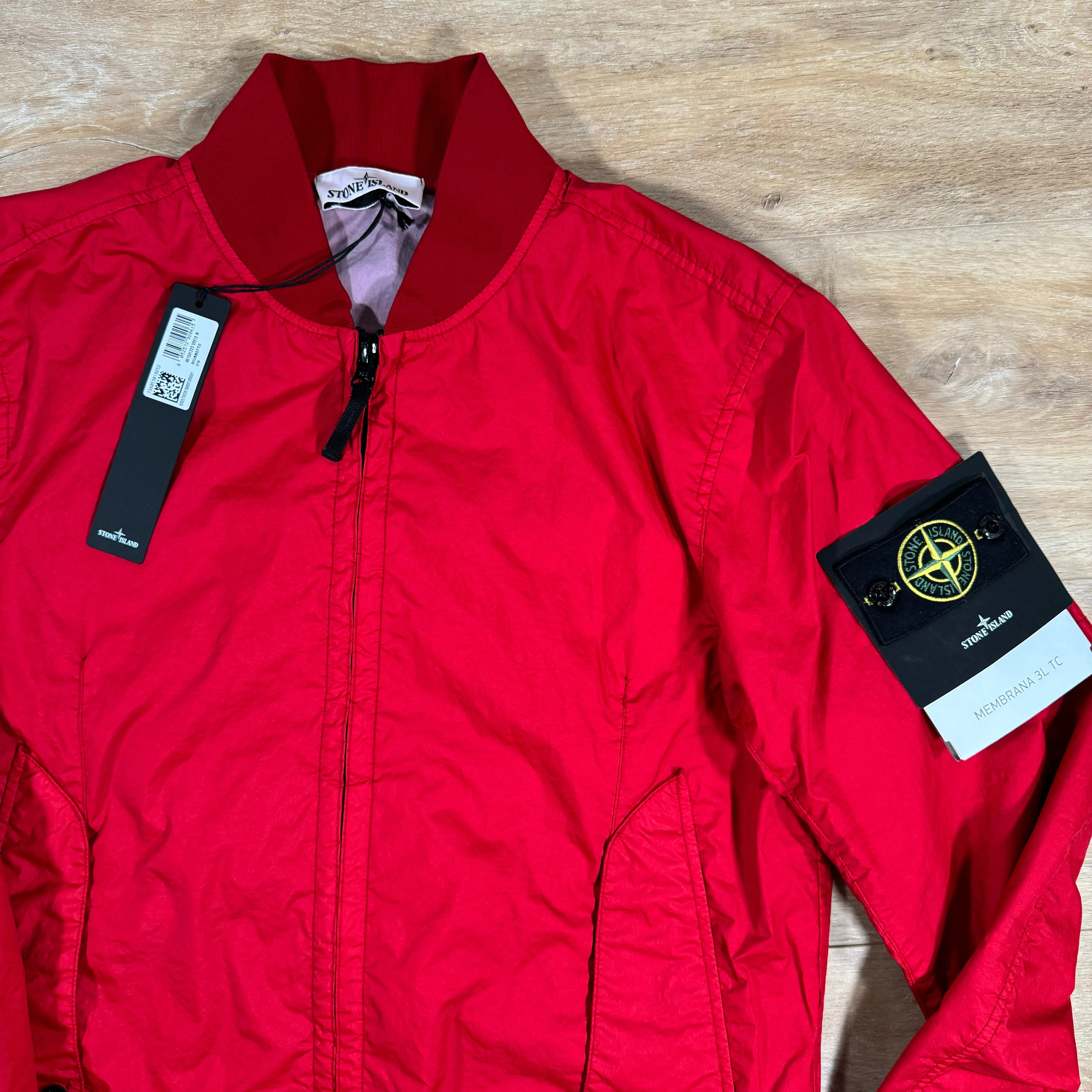 Stone Island Membrana 3L TC Bomber Jacket in Red