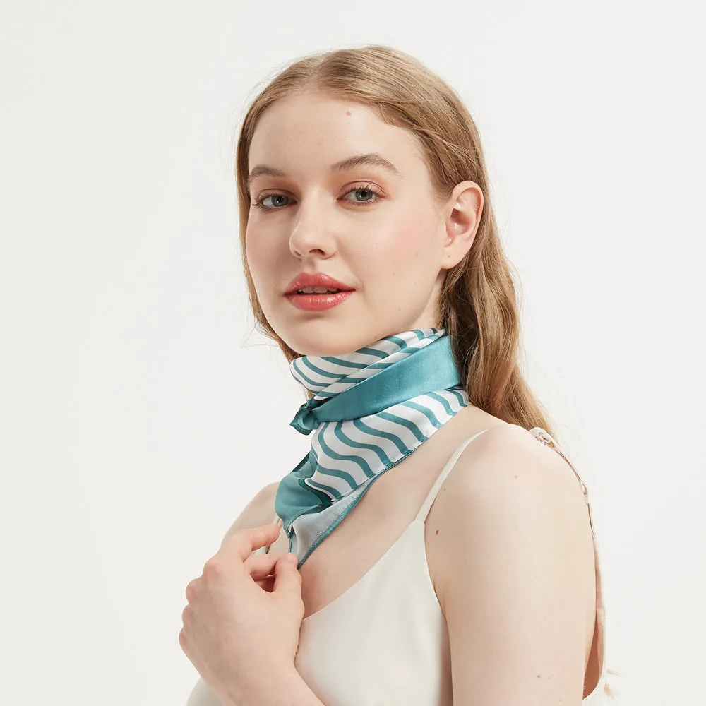 Striped Silk Bandana Scarf Kerchief