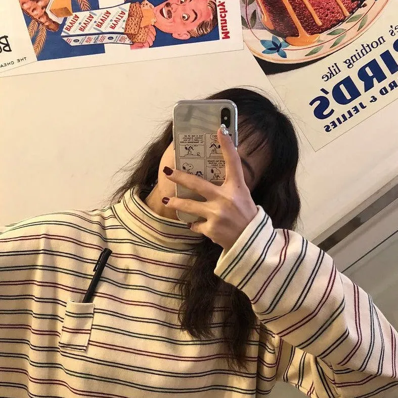 Striped Turtleneck Sweater