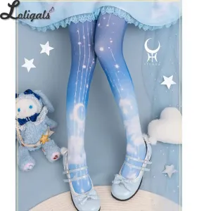 Sweet Spring/Summer Tights Cloud and Starry Night Printed Lolita Pantyhose