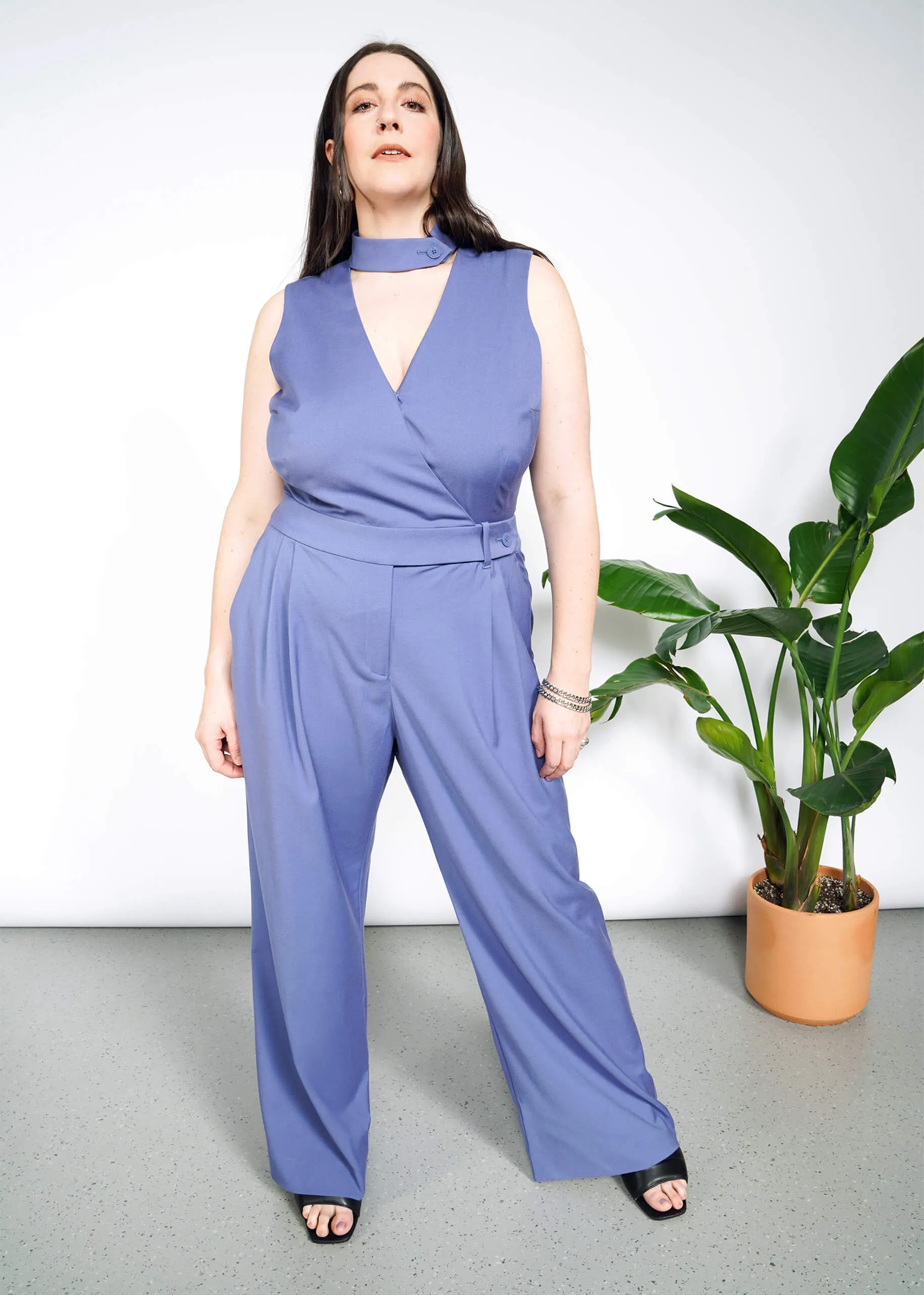 The Empower High Waisted V-Neck Jumpsuit