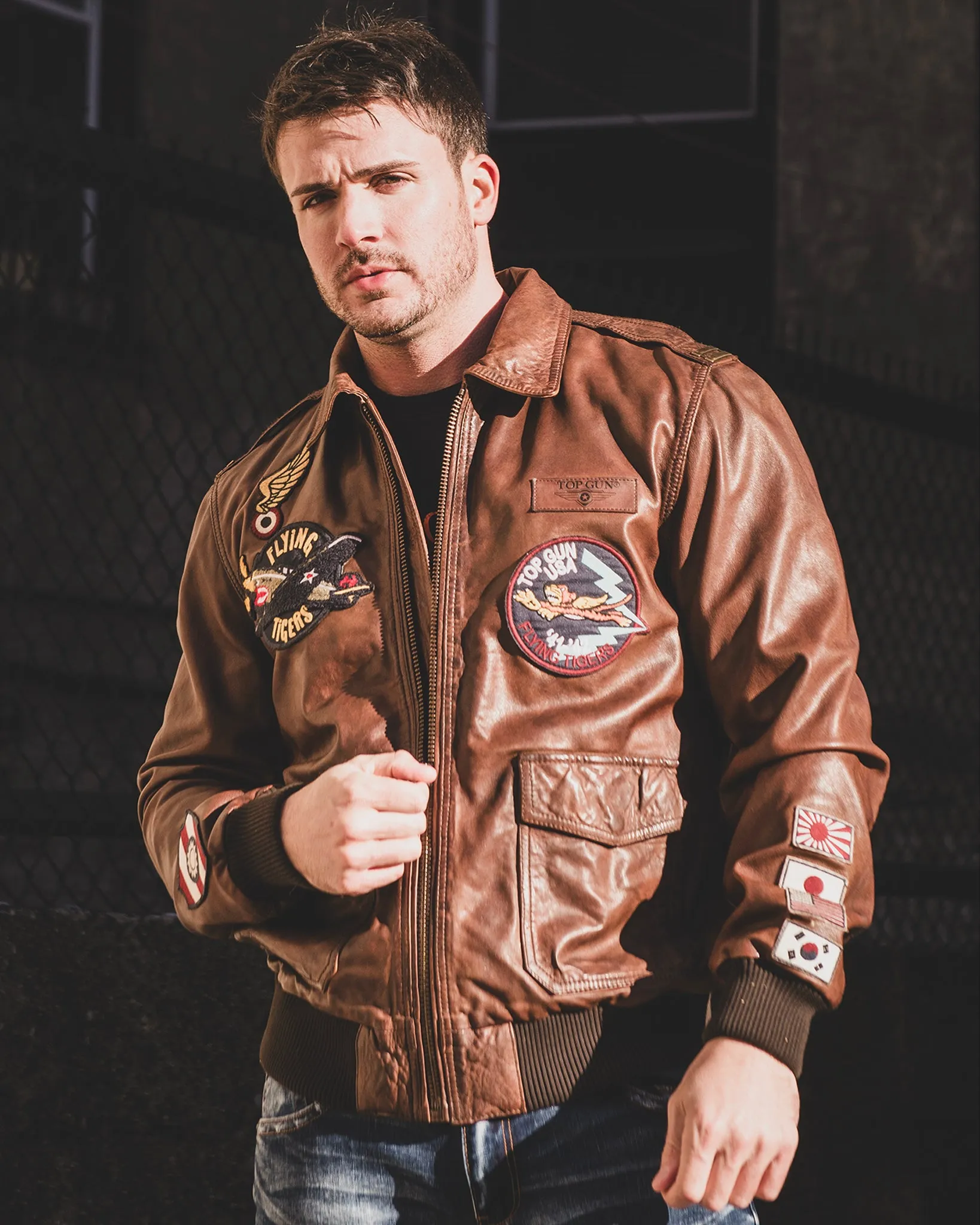 TOP GUN® "FLYING TIGERS" LEATHER JACKET