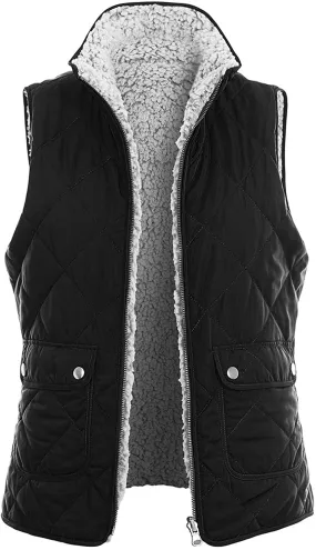 TOP LEGGING TL Women's Padded Lightweight Packable Puffer Vest Stand Collar Zip Up Jacket